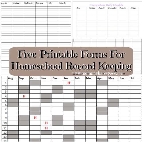 Free Printable Forms For Homeschool Record Keeping Mommy Share Space